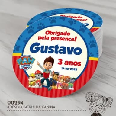 Adesivo Redondo Patrulha Canina - 00294