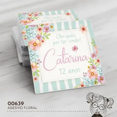 Adesivo Quadrado Floral - 00639