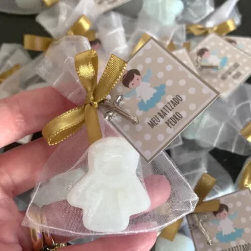 Lembrancinha Batizado Sabonete Anjinho Branco