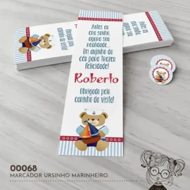 Marcador de Livro Ursinho Marinheiro - 00068