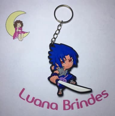 15,00chaveiro Sasuke Uchiha Naruto Emborrachado Pct C/2 Und