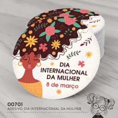 Adesivo Redondo Dia Internacional da Mulher - 00701