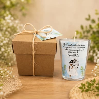 30 Unidades Vela Aromática no Copo Personalizada Orixá Oxalá, Fazemos Qualquer Tema