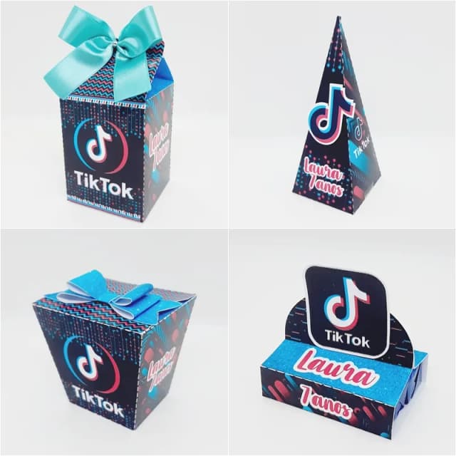 PEGUE E MONTE - Kit Festa TIK TOK - Decoração de Festa - Caixinhas Personalizadas