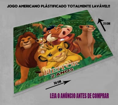 Jogo Americano Sousplat Personalizado do Rei Leão