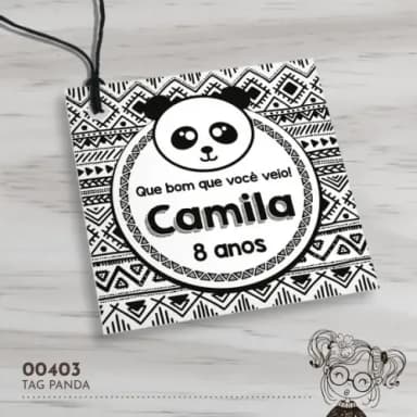 Tag Quadrada Panda - 00403