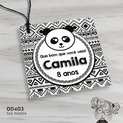 Tag Quadrada Panda - 00403