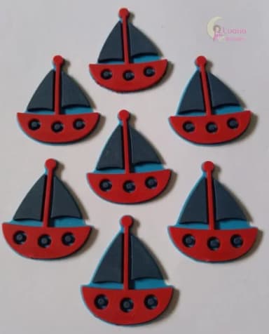 Aplique Barco Veleiro de borracha - 3,2cm - pct c/8 unidades