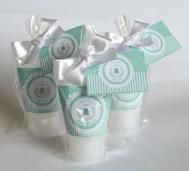 Lembrancinha Maternidade Hidratante Urso Rei Verde Água