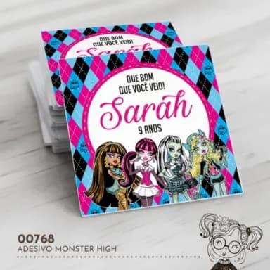 Adesivo Quadrado Monster High - 00768