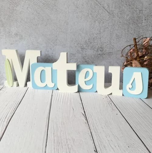 Blocos Nome Surf- Decoração de Quarto de Bebê e Infantil
