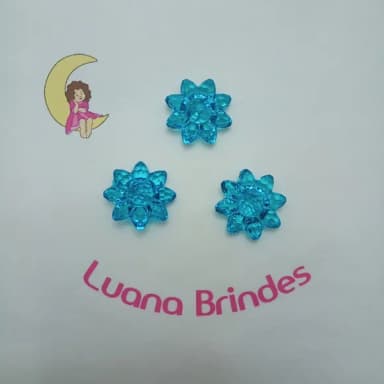 Botão Flor Azul Tiffany de Acrilico 3cm Pct 15 Unidades