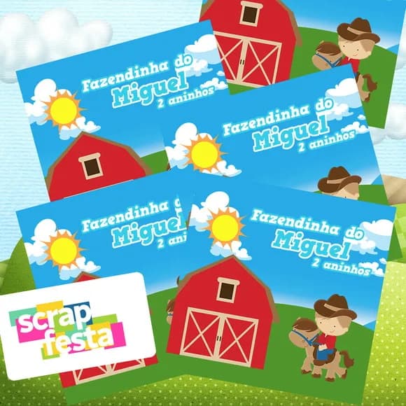 Adesivo Personalizado Quadrado 5x5 Fazendinha