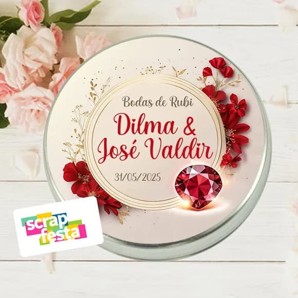 Latinha Personalizada Festa Casamento Bodas de Rubi