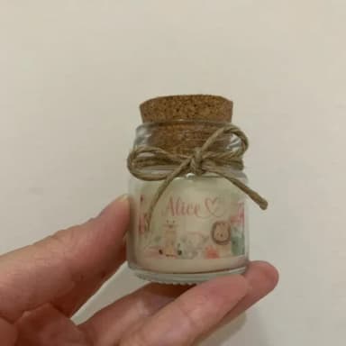 Lembrança Vela Aromática Vidro c/ Rolha e Sisal Safari Rosa