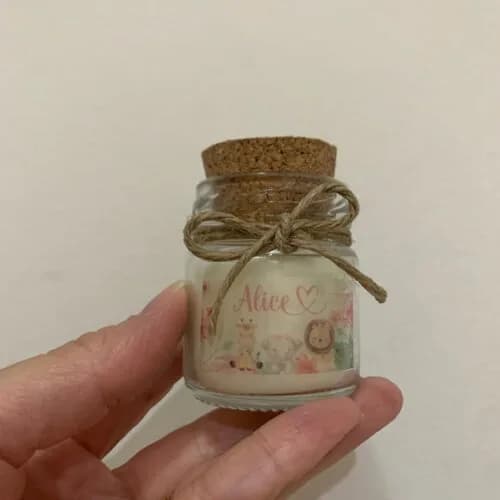 Lembrança Vela Aromática Vidro c/ Rolha e Sisal Safari Rosa