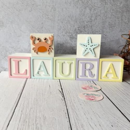 Fundo do Mar Tons Pastel Cubos 6x6cm Ts- Decoração Bebê