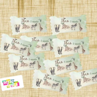 Bala Personalizada Festa Safari Realista Aquarela