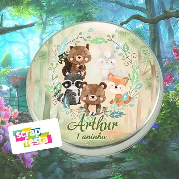 Latinhas Personalizadas Floresta Bosque Encantado Aquarela