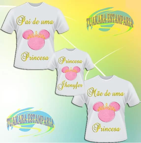 Kit 3 Camisetas - Princesa Minnie Rosa