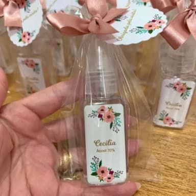 Álcool 70% Spray floral rosê Lembrancinha Maternidade