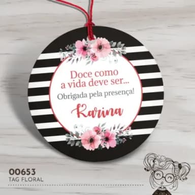Tag Redonda Floral - 00653