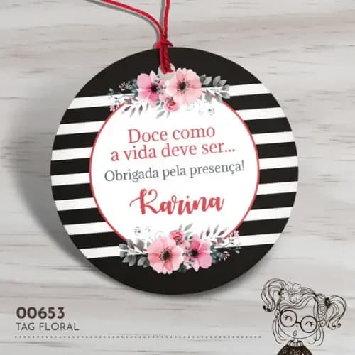 Tag Redonda Floral - 00653