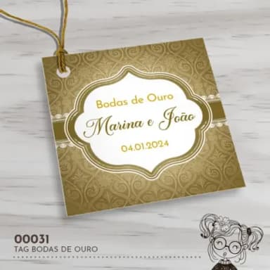 Tag Quadrada Bodas de Ouro - 00031