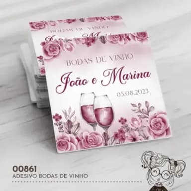 Adesivo Quadrado Bodas de Vinho - 00861