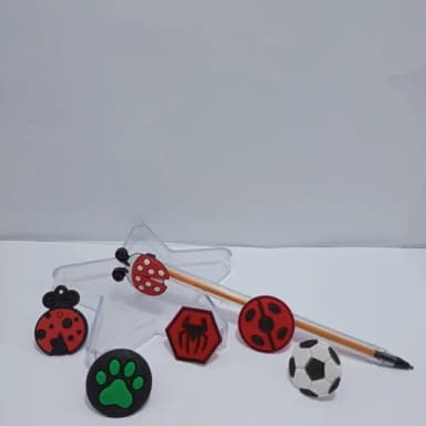 Ponteira para Lapis Simbolos de Borracha Pct 06 Variados