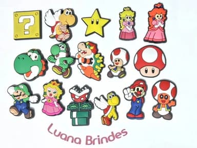 Aplique Super Mario Emborrachado Pacote com 16 Unidades