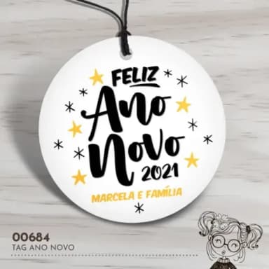 Tag Redonda Feliz Ano Novo - 00684