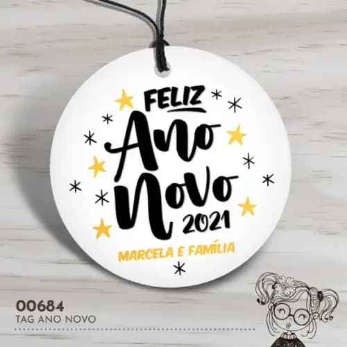 Tag Redonda Feliz Ano Novo - 00684