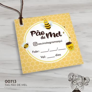 Tag Quadrada Pão de Mel - 00713
