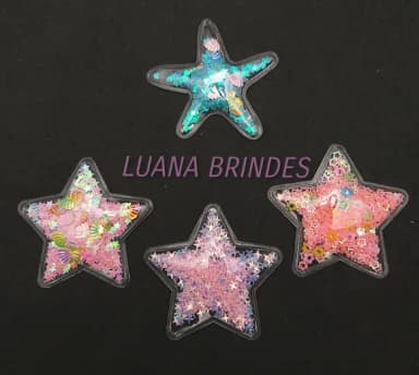 Apliques Recheados de Estrela - pct com 4 unidades