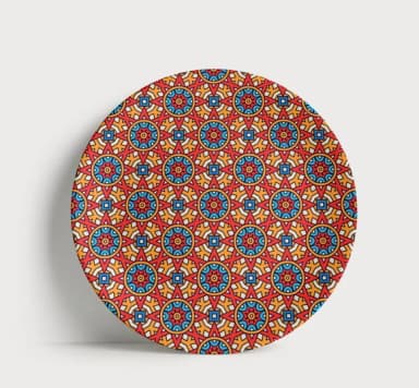 Prato Decorativo Padrão Mandala Estelar 21cm Porcelana