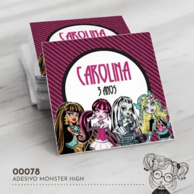 Adesivo Quadrado Monster High - 00078