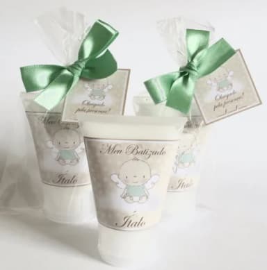 Lembrancinha Batizado creme Hidratante Anjinho Verde