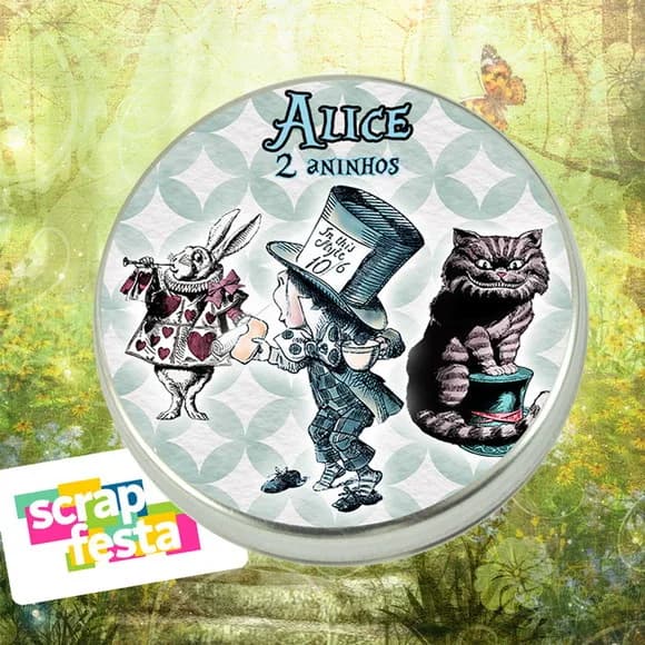 Latinha Personalizada Alice No País Das Maravilhas Aquarela