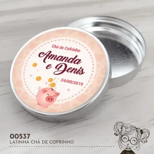 Latinha Adesivada Chá de Cofrinho - 00537