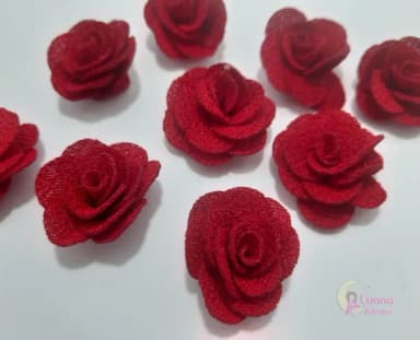 Flor Vermelha de Tecido - 3cm - Pct C/6 Unidades