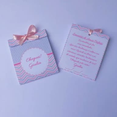 Lembrancinha Maternidade Sachê Sementinha Chevron Rosa