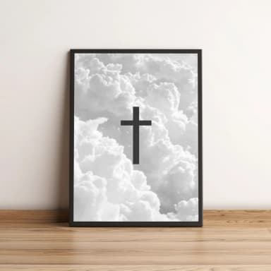 Quadro com Cruz e Céu Nublado - Fé e Inspiração 207