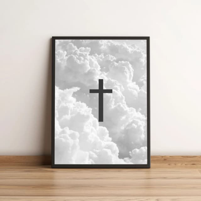 Quadro com Cruz e Céu Nublado - Fé e Inspiração 207
