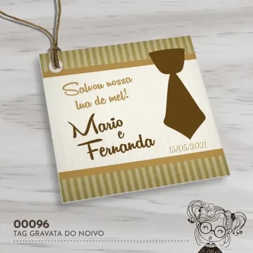 Tag Quadrada Gravata do Noivo - 00096