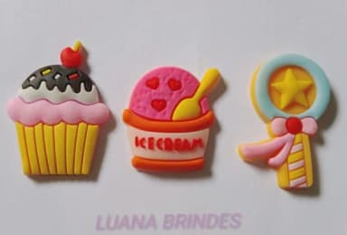 Aplique Doces variados de borracha - pct c/9 unidades