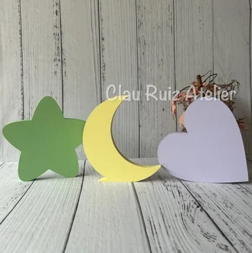 Estrela Lua e Coração Decoração Bebê