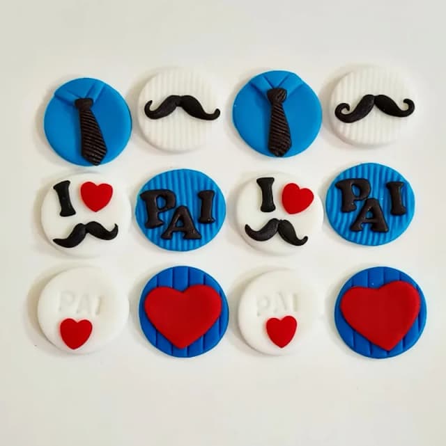 20 Apliques de Açúcar 3cm Dia dos Pais para decorar brigadeiros
