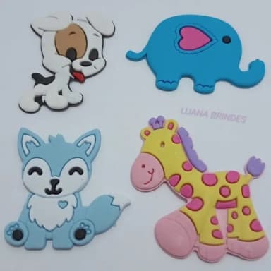 Apliques Animais Variados de borracha - pct com 8 unidades