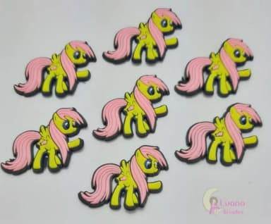 Aplique Poney Amarelo Personagem de Borracha - Pct C/6 Unid